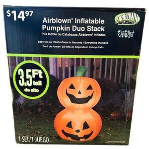 Gemmy Halloween 3.5 Feet Airblown Inflatable Pumpkin Duo Stack Indoor Outdoor